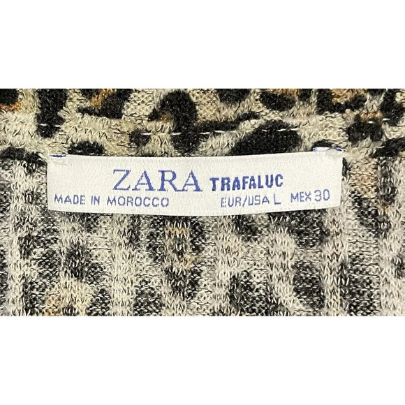 Zara‎ Trafaluc Size Large Leopard Print Long Sleeve Tunic Shift Dress Party - Picture 6 of 8